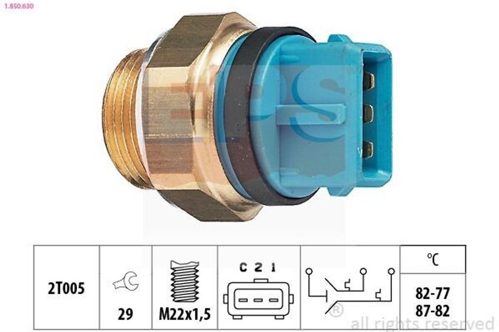 EPS 1.850.630 Temperaturschalter Kühlerlüfter Thermoschalter passend für PEUGEOT 206 Schrägheck (2A/C) 307 (3A/C) 307 Break (3E) 205 II (20A/C)...