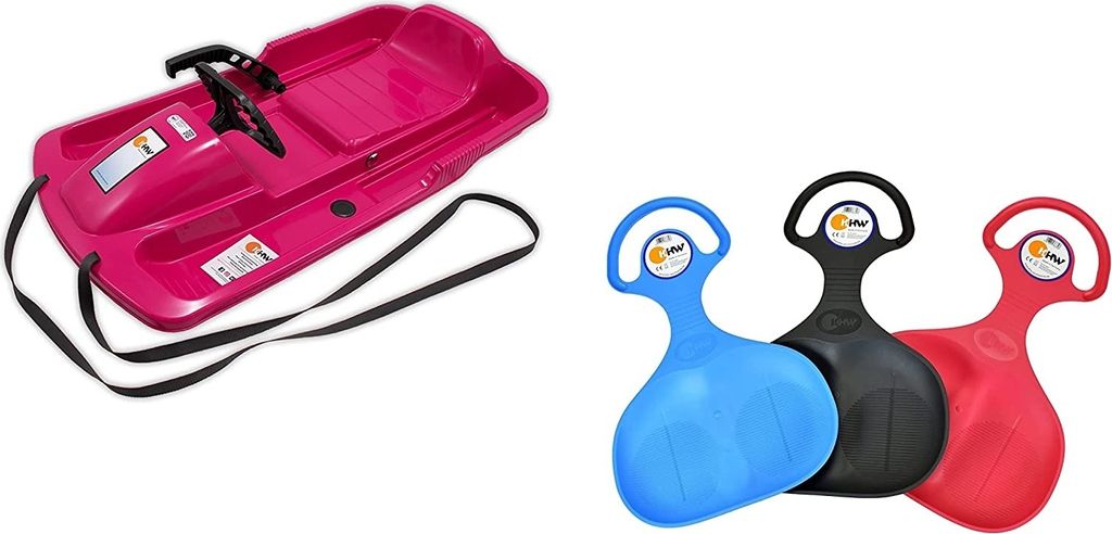 KHW | Lenkschlitten Set Snow Fox | Pink | Germany | inklusive Po-Rutscher | ideal für winterlichen Fahrspaß