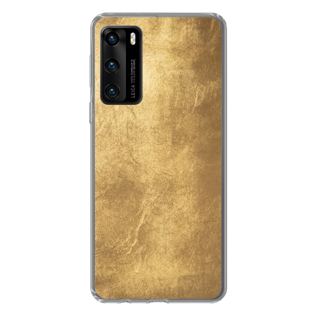 MuchoWow Handyhülle Schutzhülle Hülle für Huawei P40 Licht fällt auf eine goldene Wand Silikon Softcase Handy Hülle - Handytasche