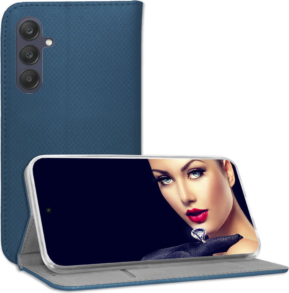 Bookstyle Schutzhülle Klapphülle Schutztasche Etui Cover für Samsung Galaxy A15 4G / A15 5G (SM-A155,A156, 6.5'') - Blau