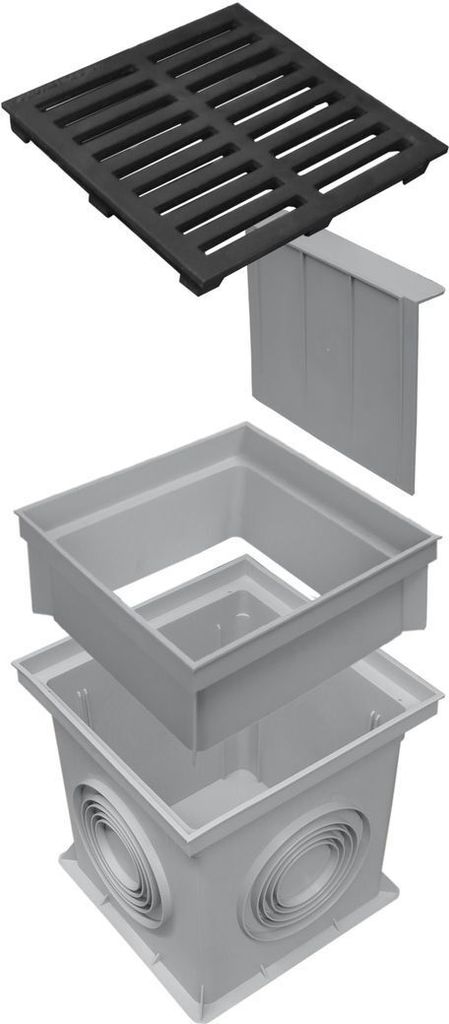 Marley Einlaufschacht 300x300mm mit Gussrost Aufsatz Geruchsverschluss Hofablauf Bodenablauf