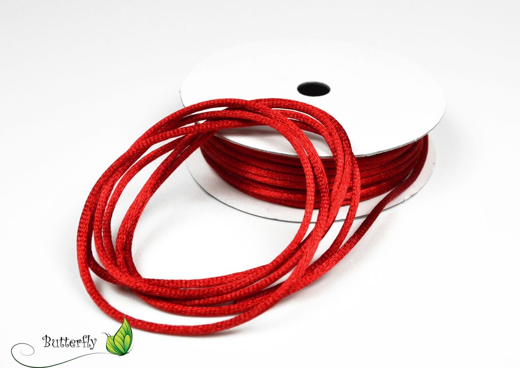 10m Rolle Flechtkordel Satin 2mm, Farbe:rot 250