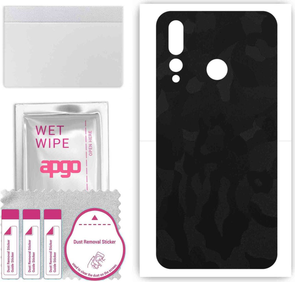 apgo Rückseite Schutzfolie, Skin, kompatibel mit Huawei nova 4, Hinten Displayschutzfolie aus Vinylfolie, kratzfest, einfache Montage - Schwarzes ...