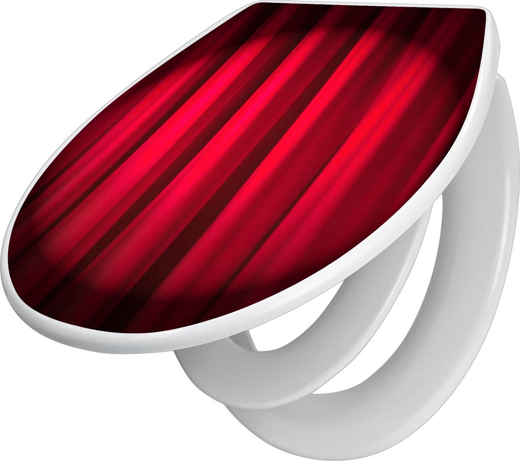 banjado Familien WC Sitz mit Absenkautomatik 37x44,5x5cm -Roter Vorhang - Klodeckel/Klobrille mit kindersitz aus hochwertigem Polypropylen - univer...