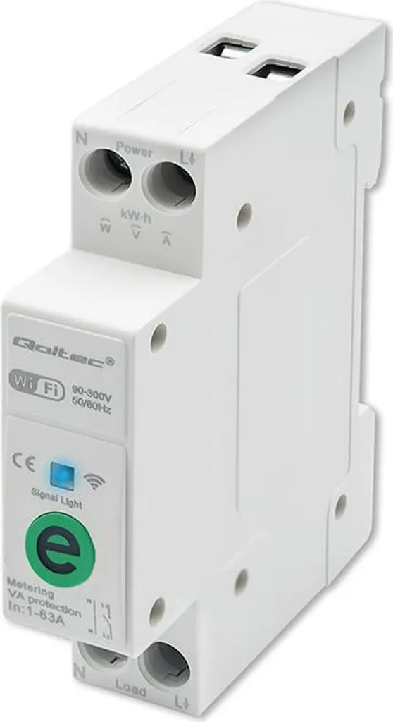 Compteur d'énergie WiFi Qoltec Rail DIN 63A pour suivi consommation
