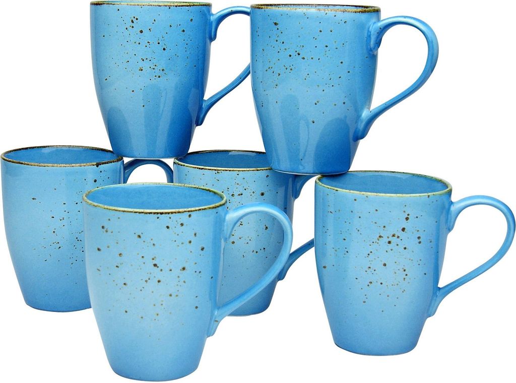 CreaTable, 22063, Nature Collection Blue, Kaffeebecher 6-tlg, Steinzeug