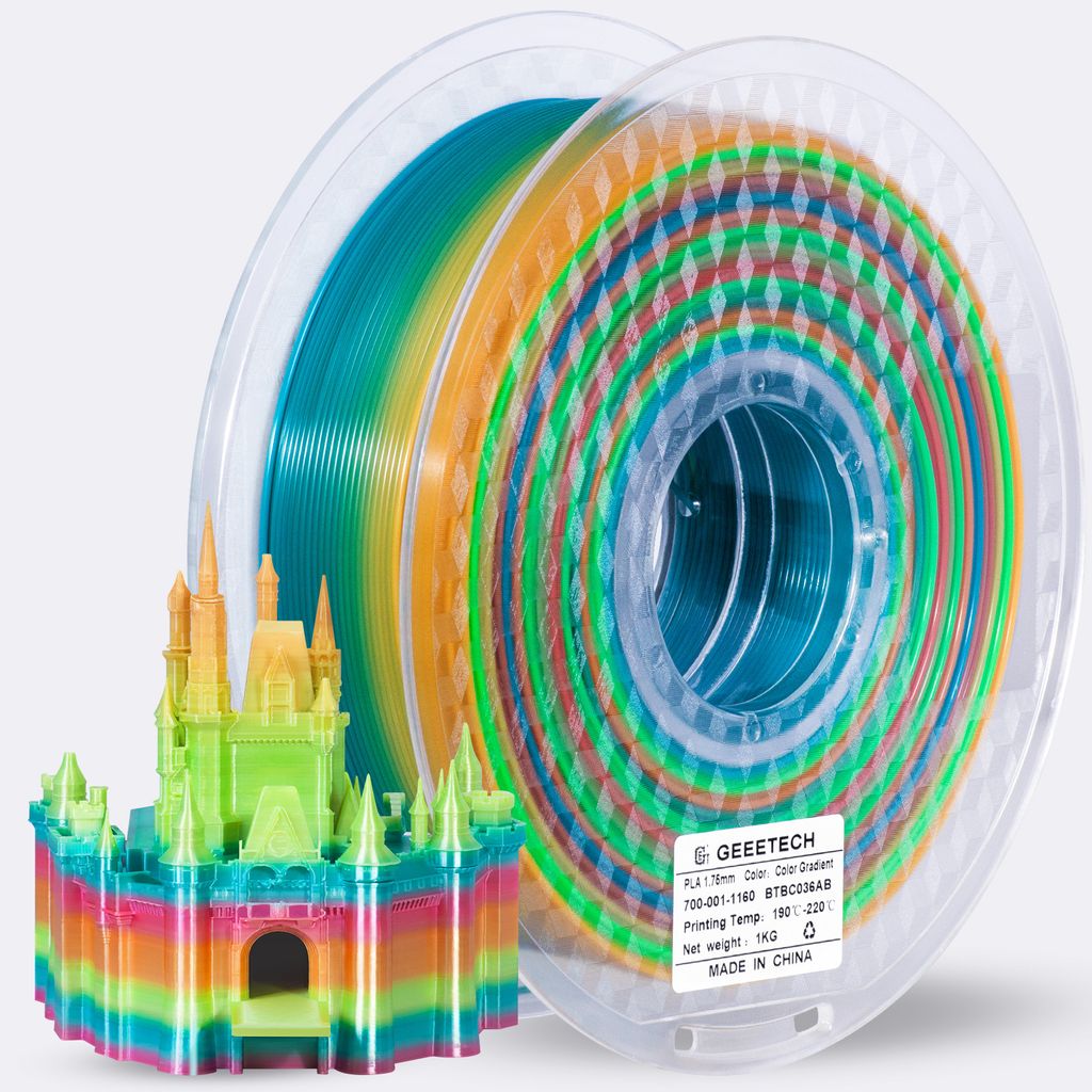 Geeetech PLA-Filament fuer 3D-Drucker, 1,75 mm, Massgenauigkeit +/- 0,03 mm, 1 kg Spule fuer 3D-Druckmaterial (2,2 lbs) šC Farbverlauf
