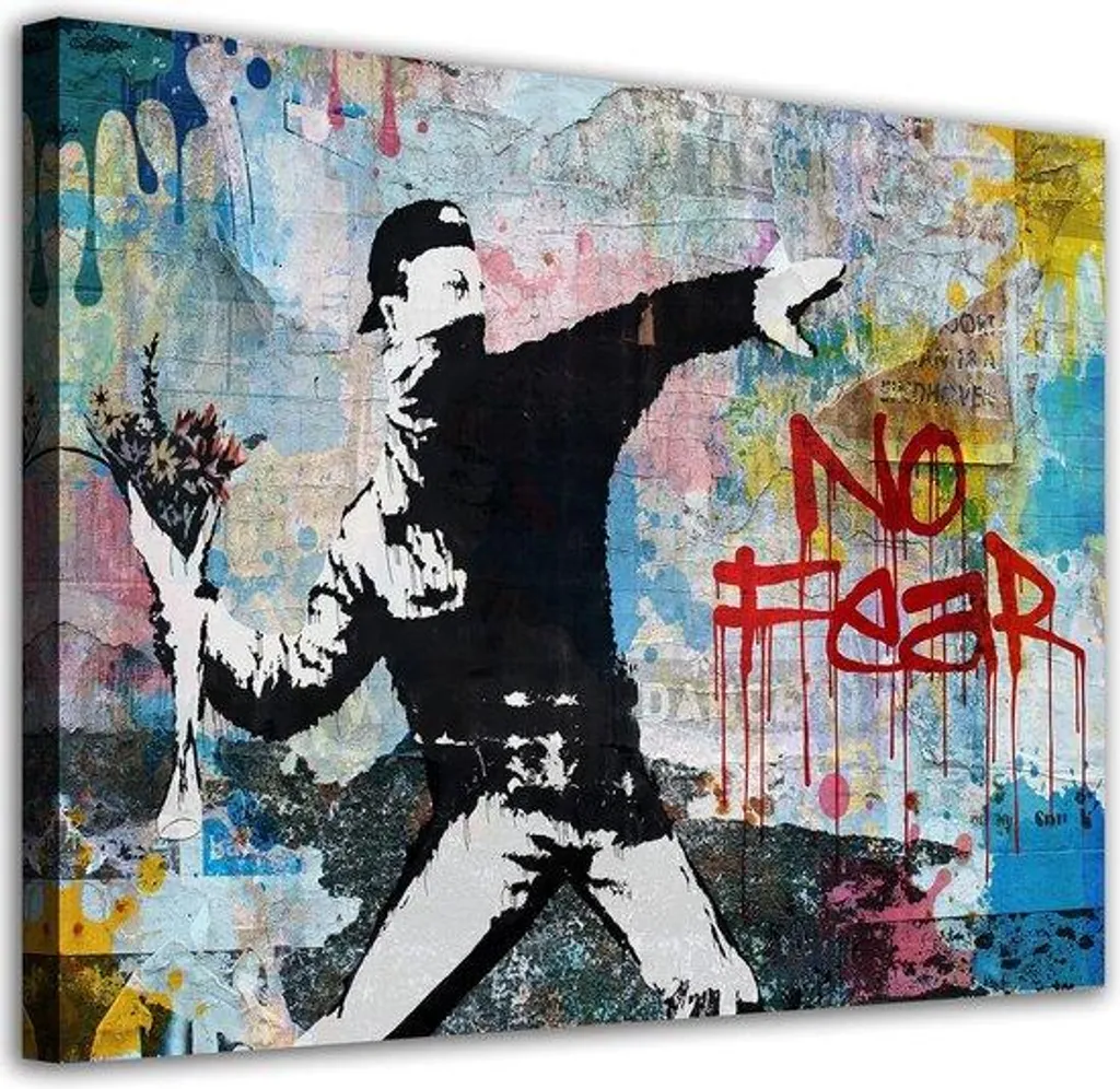 Décoration Murale Graffiti Rage Flower Thrower - Toile Street Art 30x40