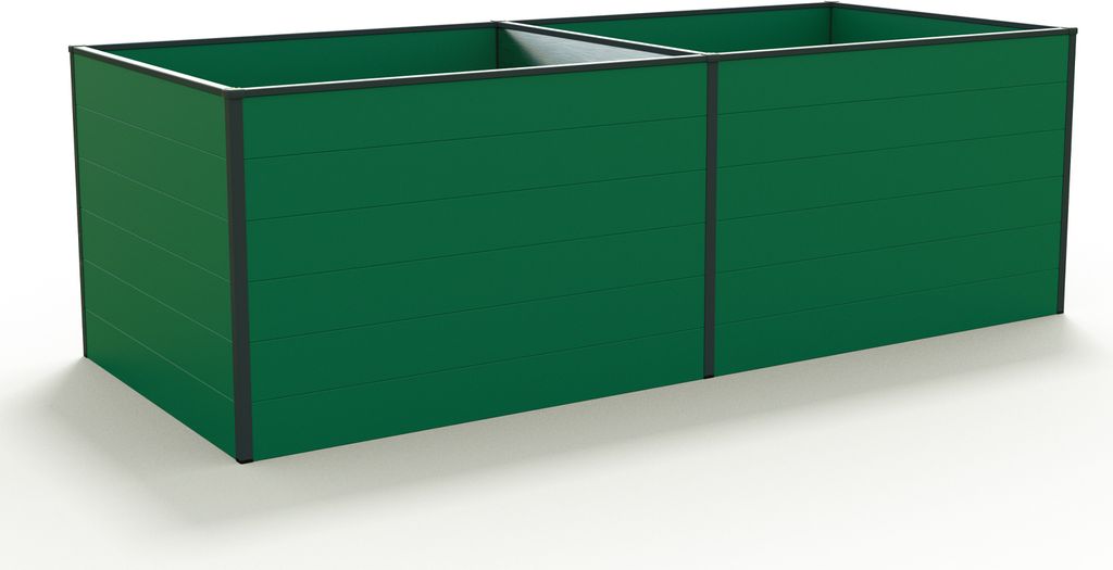 GFP Aluminium Hochbeet KINGSIZE DANIELA - 235 x 77 x 77 cm - Grün, Stecksystem, langlebig