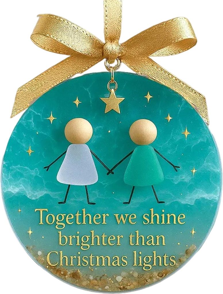 Handgefertigter Freundschaftsschmuck aus Treibglas – Runder Acryl-Weihnachtsbaumschmuck als Erinnerungsstück für die Weihnachtsfeier
