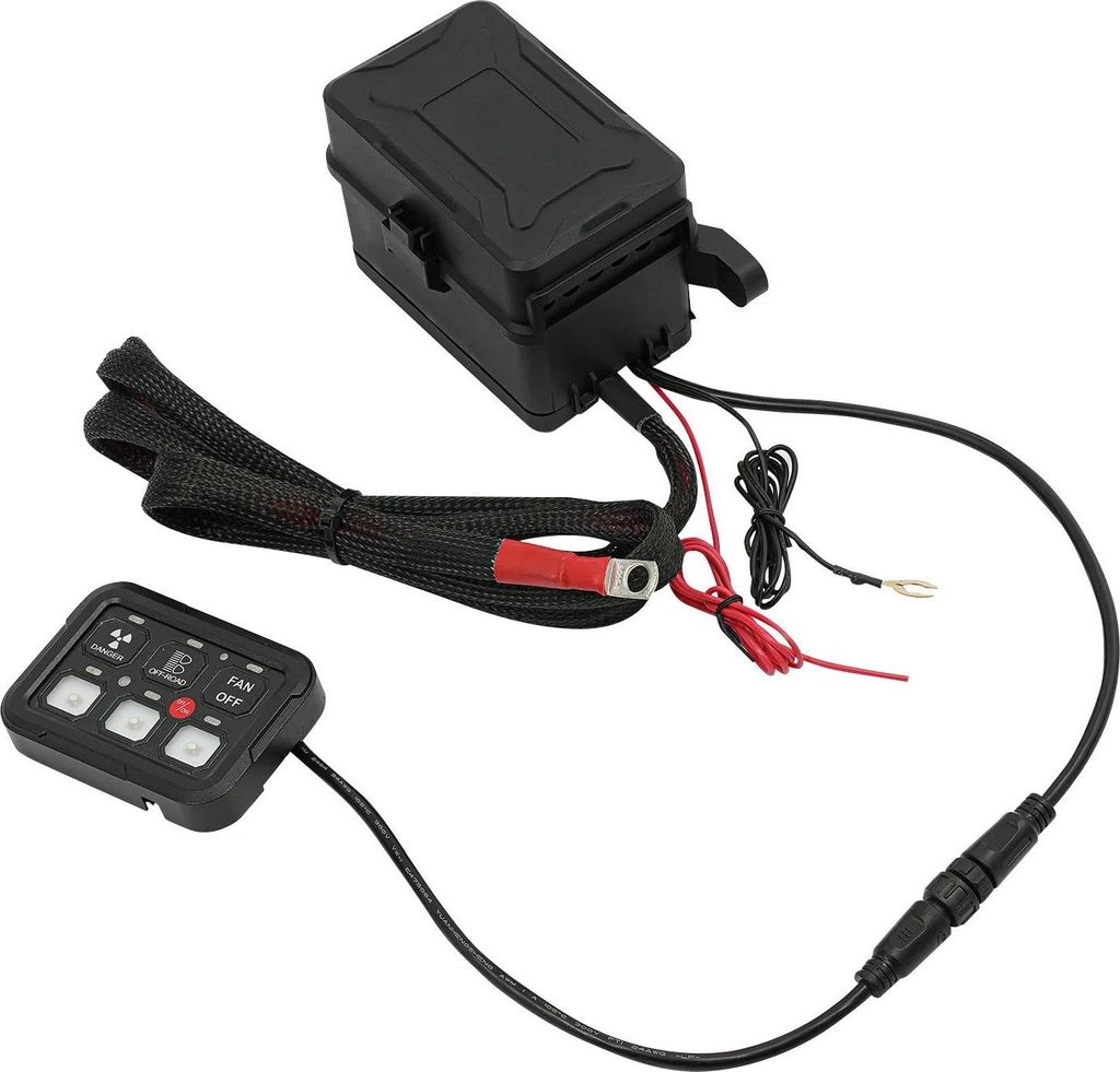 Schaltpanel für Boot/Wohnmobil - 6-fach mit Steuerbox - DC 12–24 V - 60 A - Automatische Dimmung - Drucktaster - 600–1200 W - Schwarz