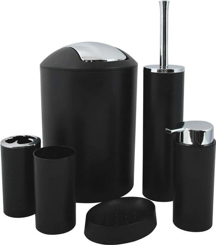 Set de salle de bain noir mat 6 pièces en finition premium anti-corrosion
