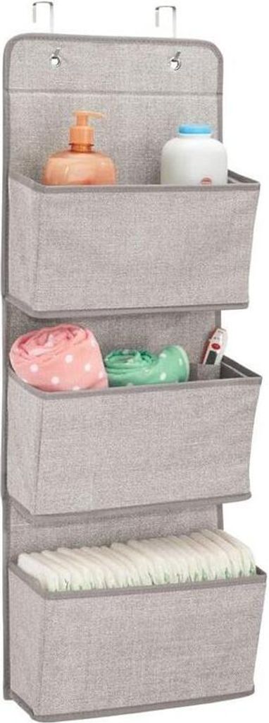 Hängeaufbewahrung Taschengarderobe mDesign Hängesystem mit 3 Taschen Leinen