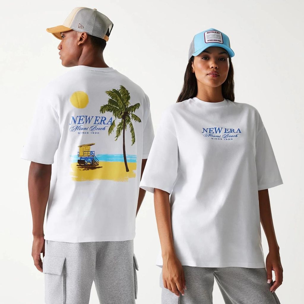 NEW ERA Vacation Graphic Oversized T-Shirt - Weiß Weiß XL