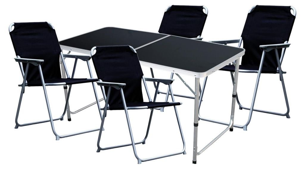 5-teiliges Campingmöbel Set Black Alu 120x60x58/70cm Produktbild 