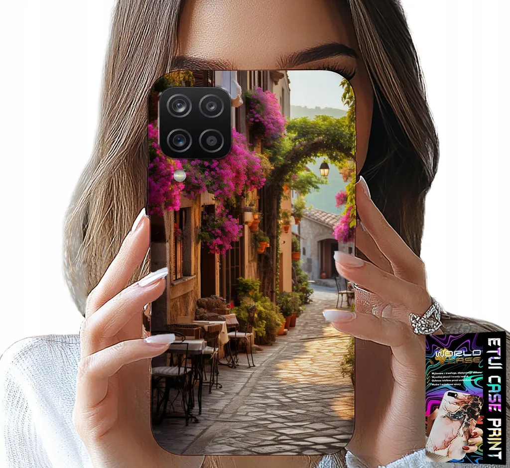 Custodia Per Samsung A12 / M12 - Strada Pittoresca Con Caffè + Vetro