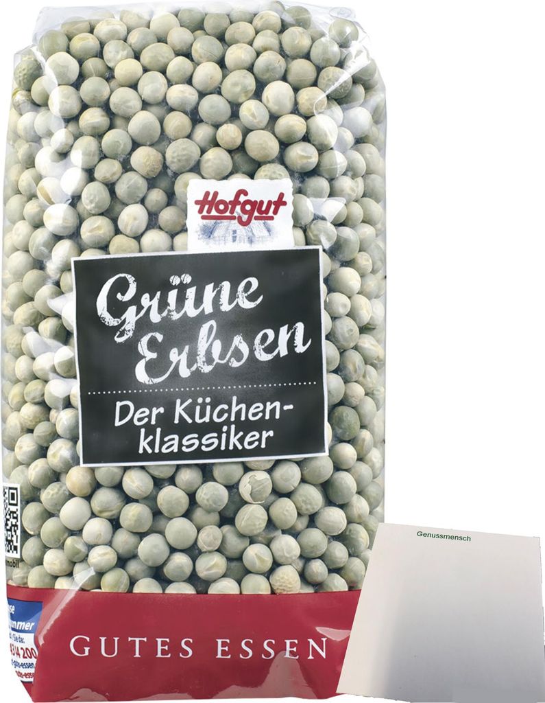 Hofgut Grüne Erbsen (500g Beutel) + usy Block Produktbild 