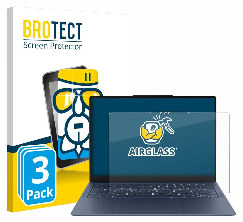 3x BROTECT Schutzglas für Lenovo Yoga Slim 7x Gen 11 14" Schutzfolie Panzer Folie Glas Display Schutz klar