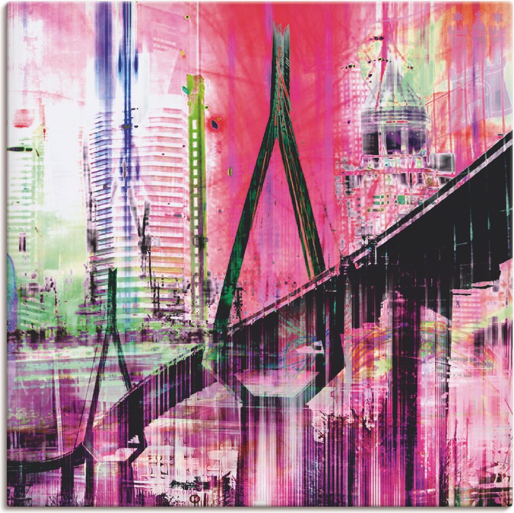 ARTland Leinwandbild Hamburg Skyline Abstrakte Collage I Größe: 70x70 cm