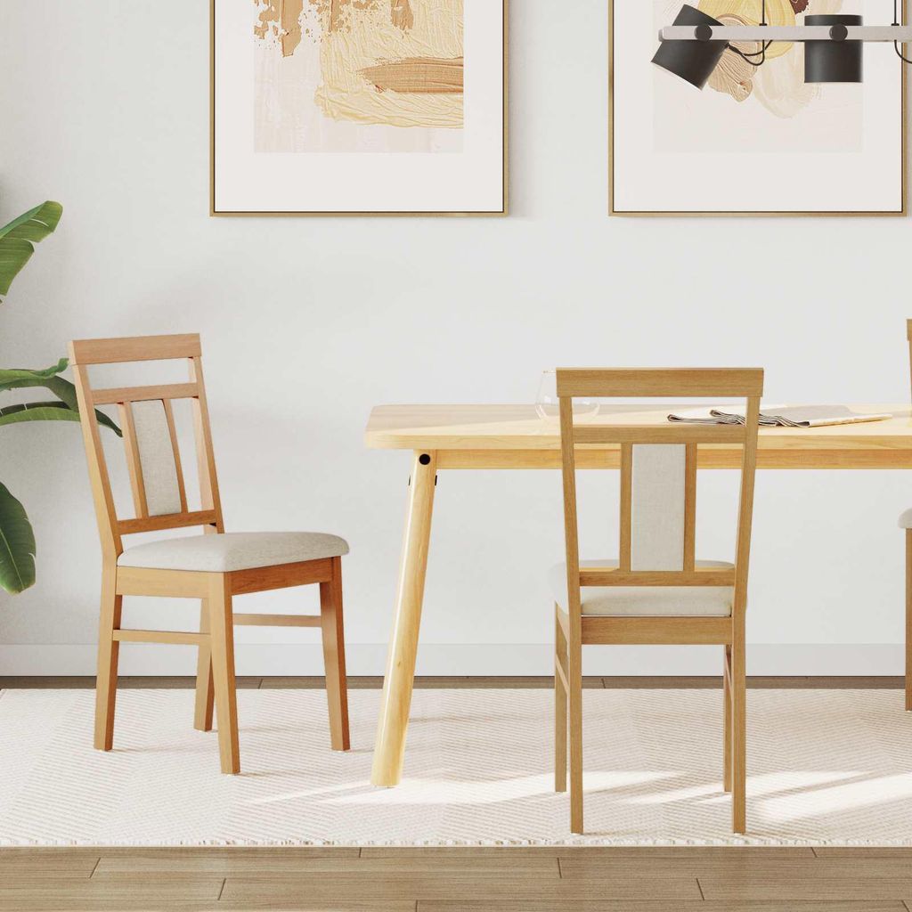 "Schlussverkauf" Esszimmerstuhl 2 Stück - stylischen Essstuhl - Ergonomisches Design - Natürlich und hell Massives Gummiholz C15000