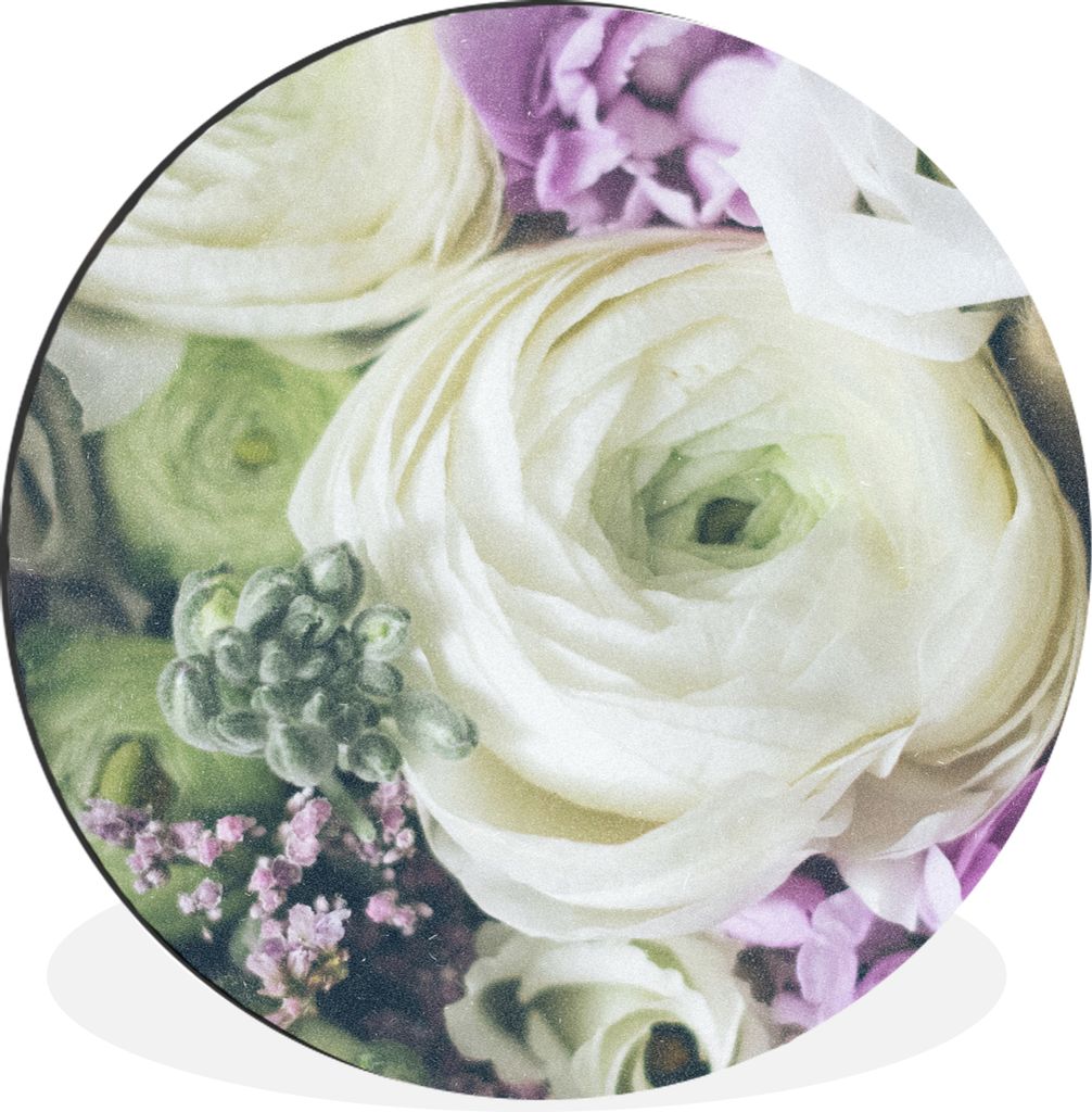 MuchoWow Aluminium Wandkreis Blumen - Rosen - Natur Ø 60 cm Wanddeko Modern Wohnzimmer - Wand Kreis - Wandbild - Schlafzimmer - Aluminium Bild -...