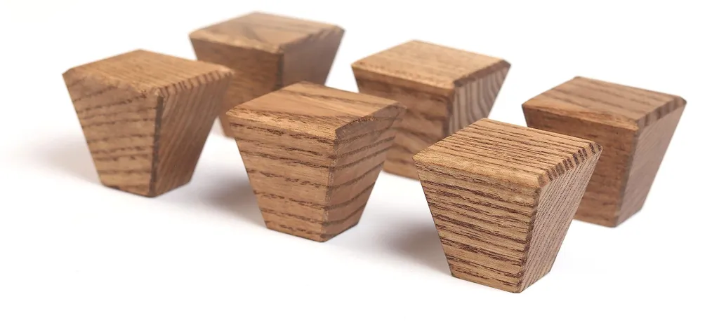 Boutons de meubles en bois losange 2,7 cm marron pour tiroir - Lot de 6