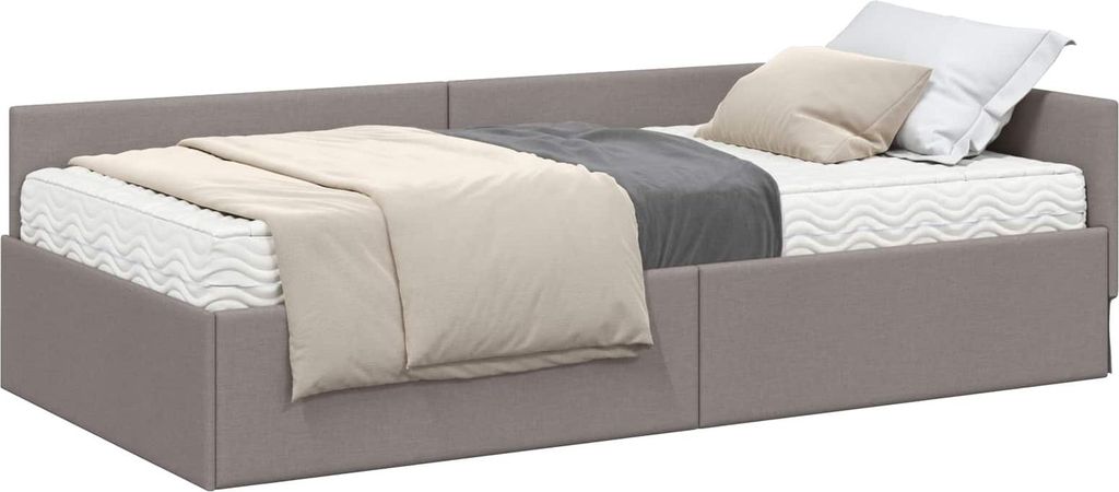 Eckbettgestell mit Matratze Sonstiges 2 pcs Taupe Stoff