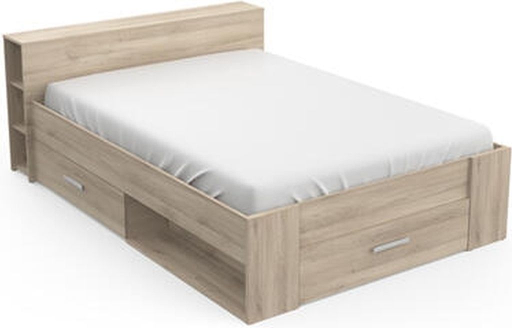 Bett >Pocket< in Kronberg Eiche aus Holzwerkstoff - 150x74x227cm (BxHxT)
