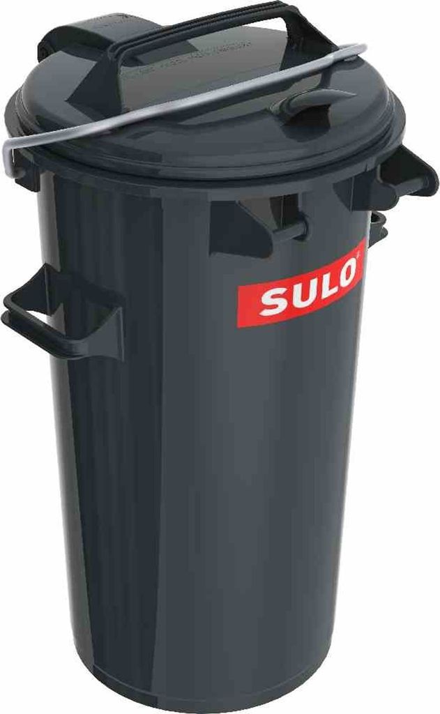 Sulo Kunststoff-Mülleimer 50 L rund mit Bügel grau Produktbild 
