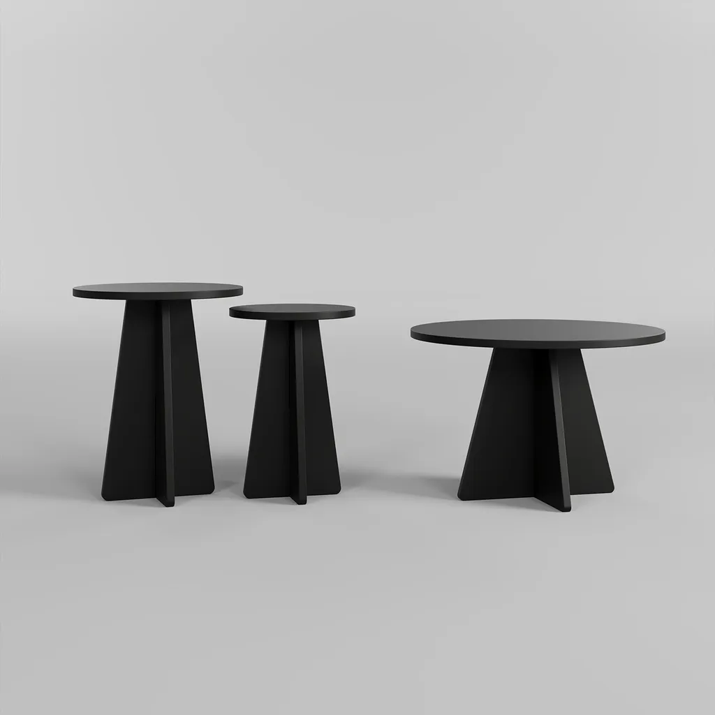 Table Basse de Canapé Noire Mushroom 2 Idéale pour Petits Espaces 50cm