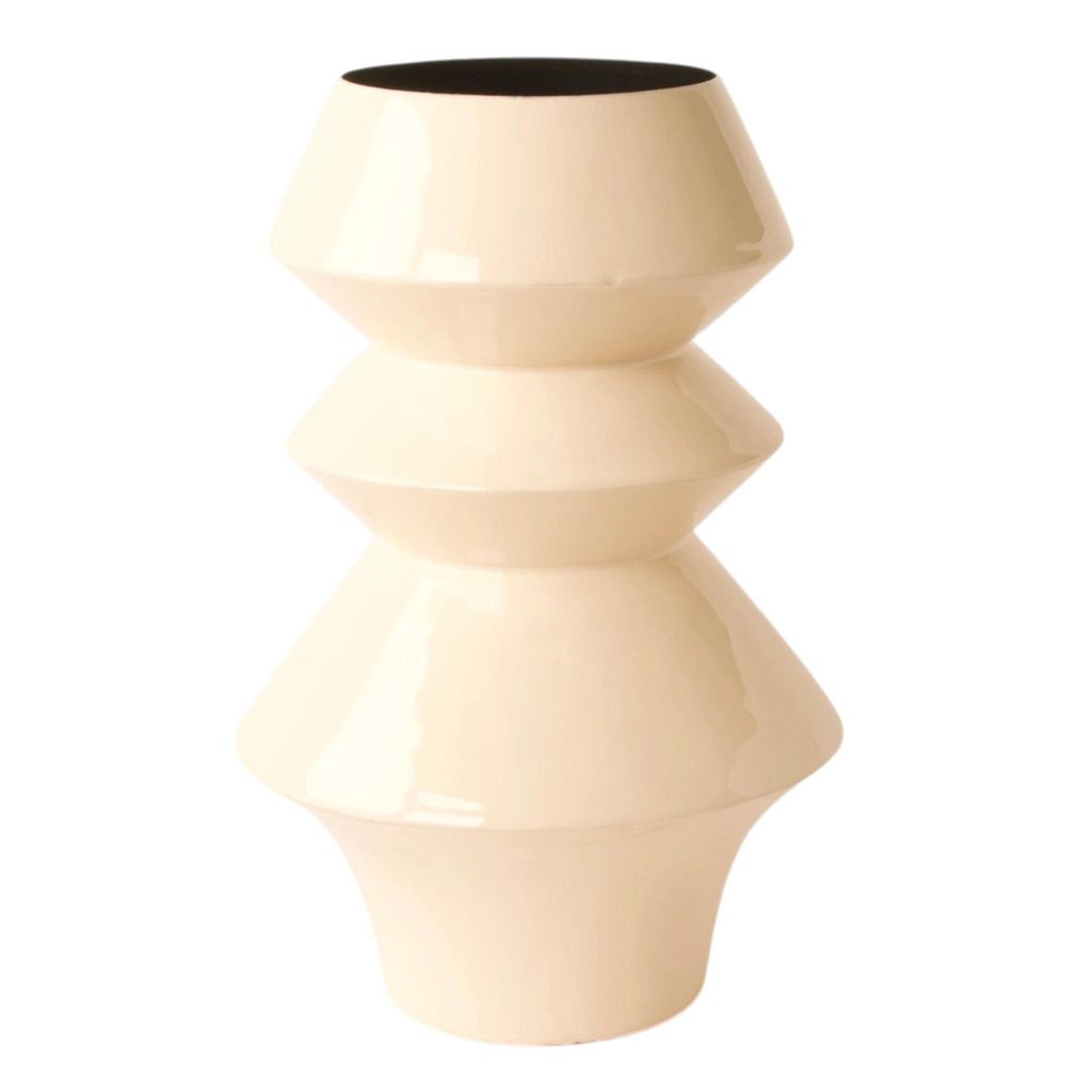 WinQ-Vaas Amaris Metallvase Creme 34 cm Dekovase modern skandinavisch Landhaus Trockenblumen
