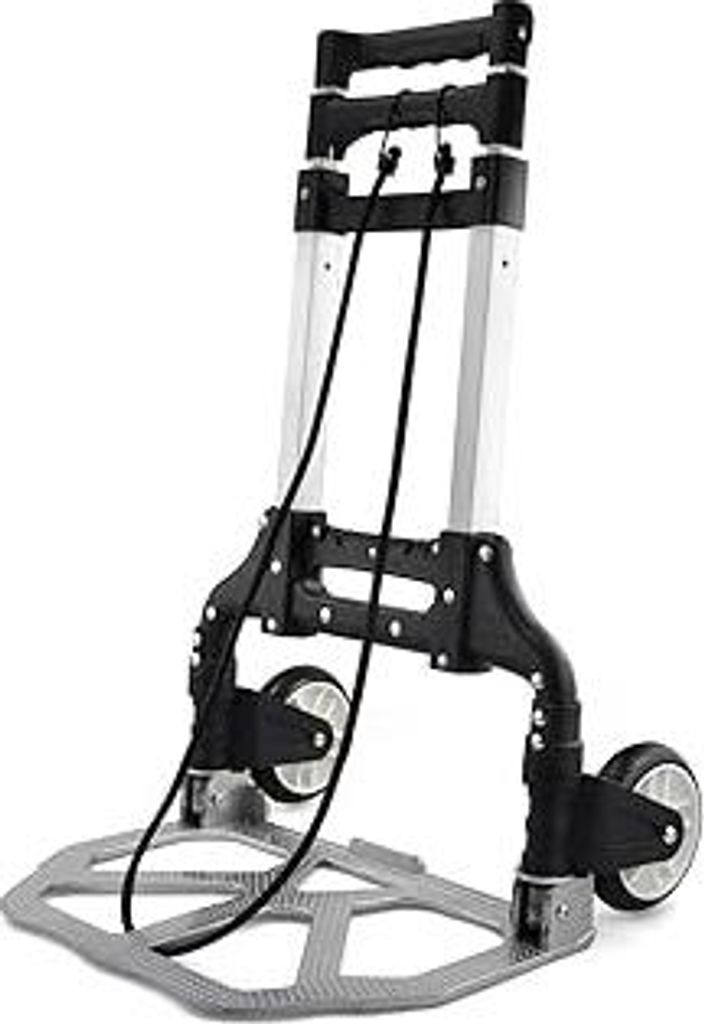 Sackkarre Transportwagen klappbar, leichte Transportkarre aus Aluminium, Handwagen Rollwagen, Verstellbarer Teleskopgriff bis 100 cm, mit Expanders...