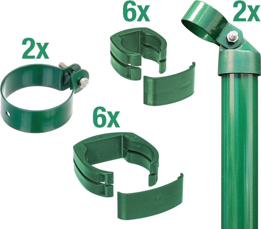 Alberts Zaunanschluss-Set für Wellengittertor an Schweißgitter Fix-Clip Pro, Höhe 122 cm, zum Einbetonieren, grün, 2er-Set