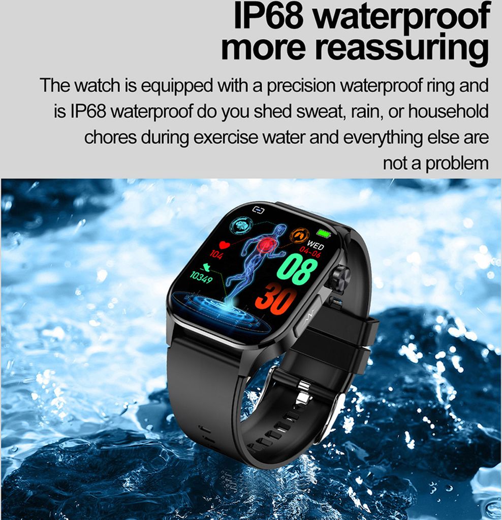 ET580 Smartwatch Rot: 2,04 Zoll AMOLED, 150 Sportmodi