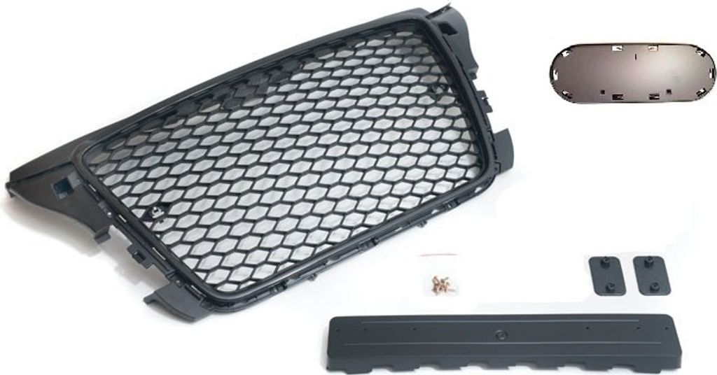 Kühlergrill schwarz Sport mit Emblem und Kennzeichenhalter passend für den Audi A3, 8P