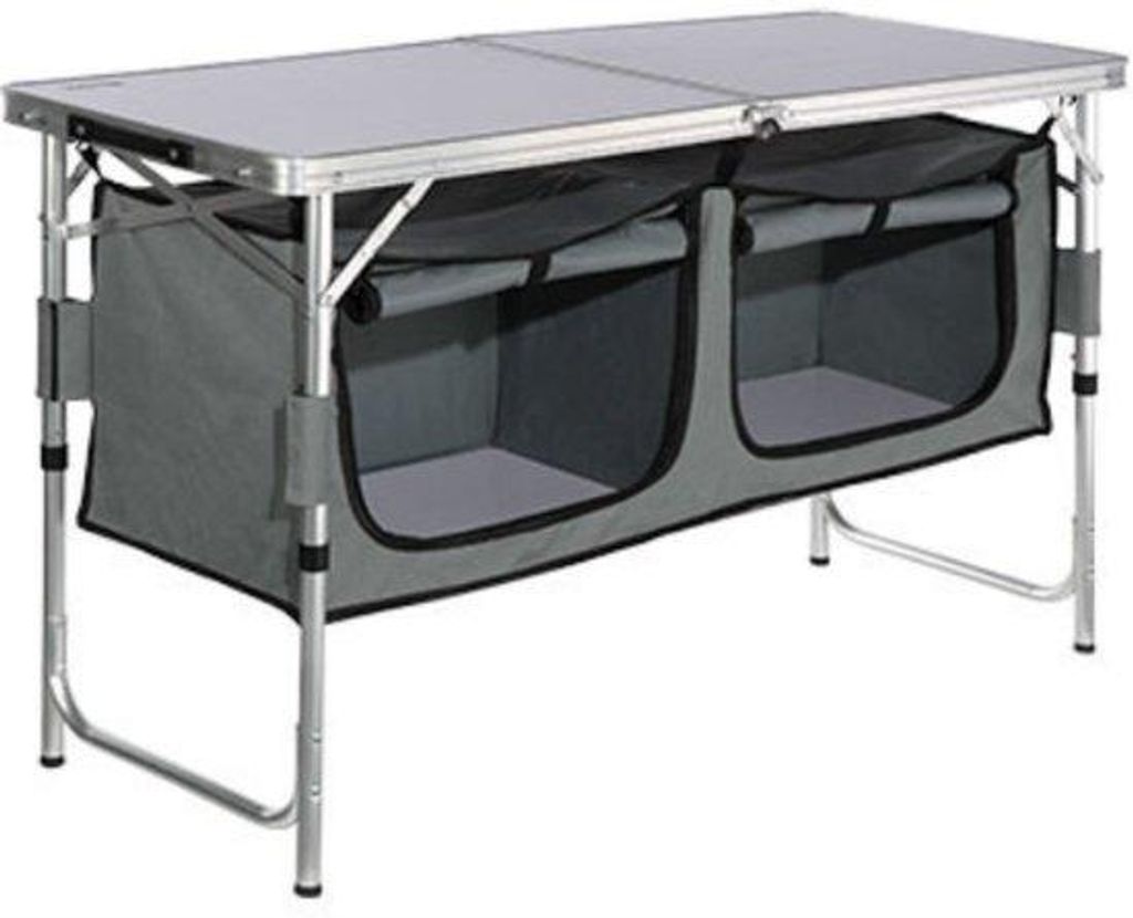Campingtafel - Opvouwbaar - Inklapbaar - 2 Opbergvakken - 120 cm x 47 cm x 70 cm - Campingset