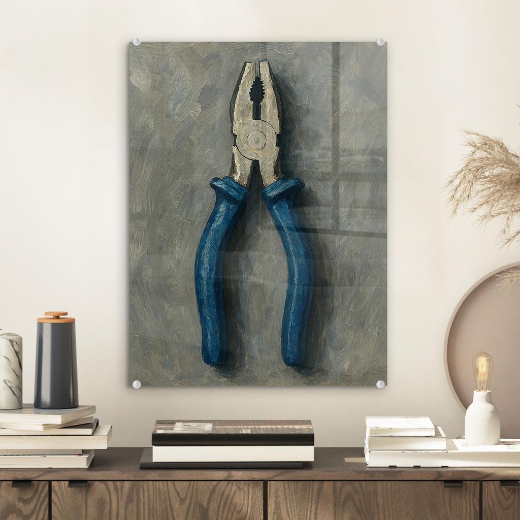 MuchoWow Glasbilder - Bilder auf Wandbild - Foto auf Glas Zange - Malerei - Textur - Farbe 30x40 cm Wanddekoration aus Glas - Acrylglasbild - Acryl...