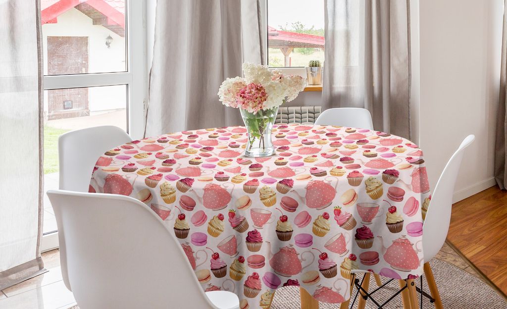 ABAKUHAUS Dessert Runde Tischdecke, realistische Muffin, Kreis Tischdecke Abdeckung für Esszimmer Küche Dekoration, 150 cm, Mehrfarbig