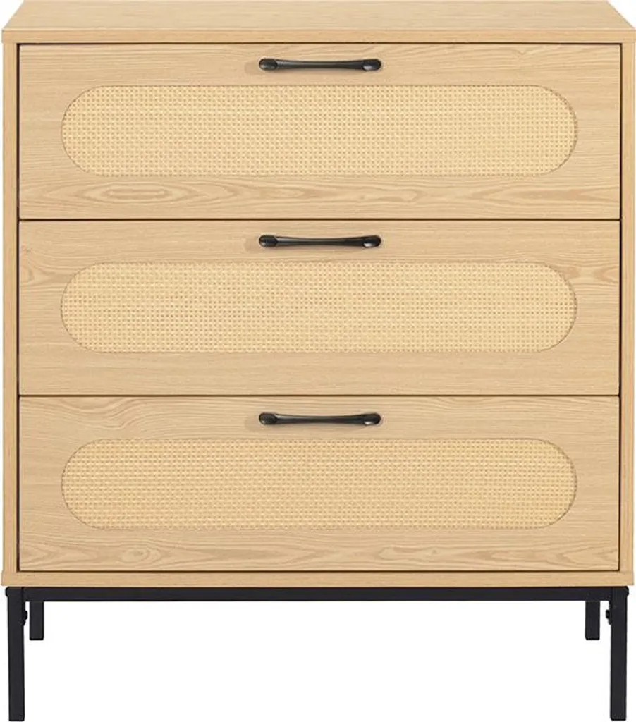 Commode compacte 70 cm pour petit espace avec rangements en cannage