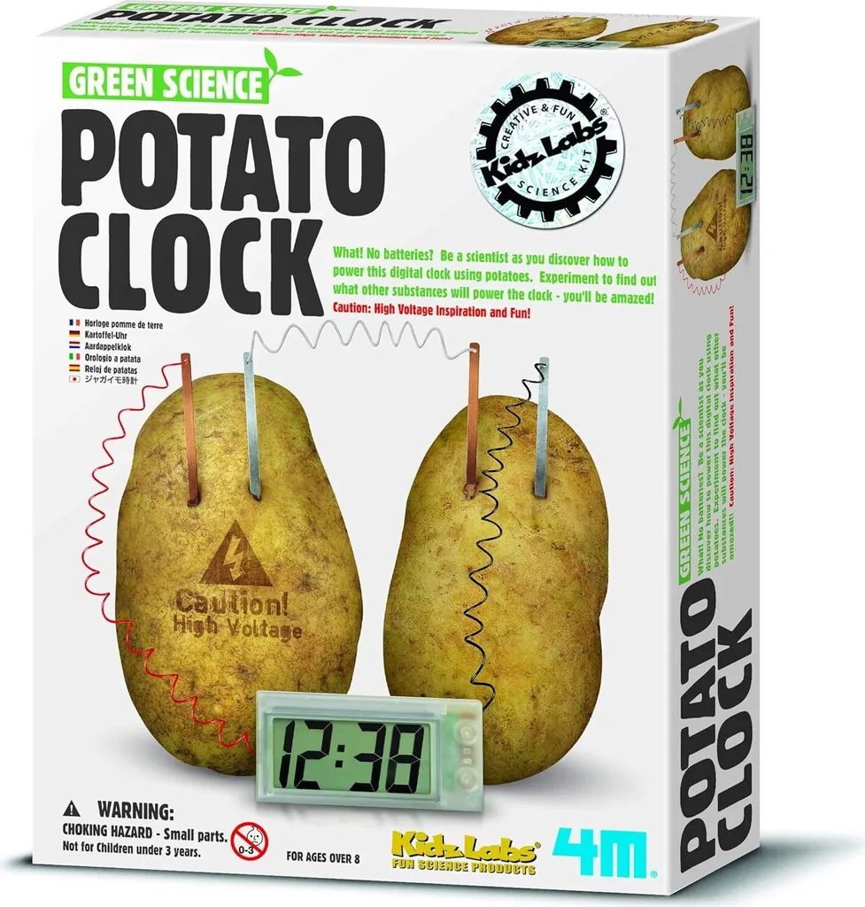 4M Kidz Labs Green Science Potato Clock 00-03294 Horloge de Pomme de Terre