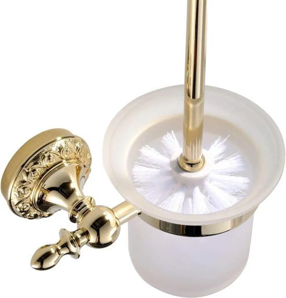 Porte-brosse WC laiton doré antirouille - Finition premium 40cm de hauteur