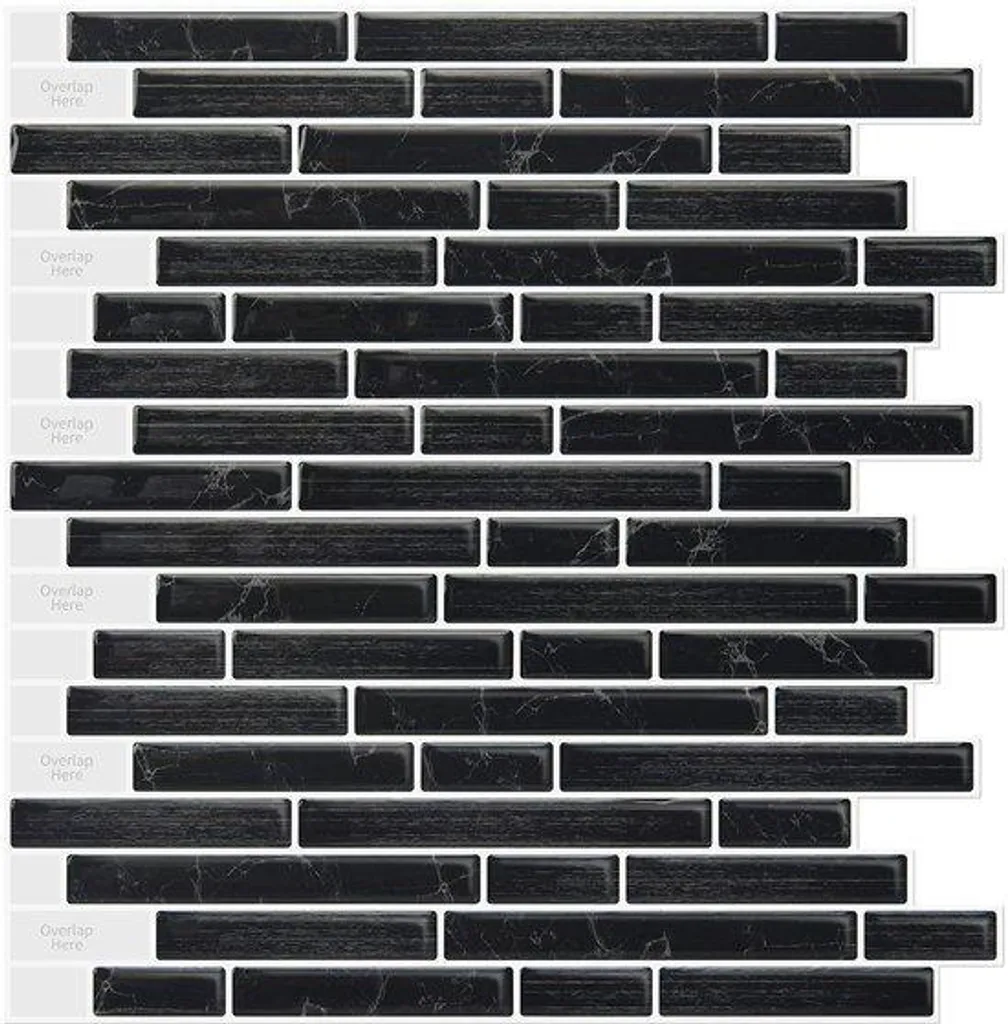 Dalle murale adhésive étanche noire 30x30 - Carrelage salle de bain x10