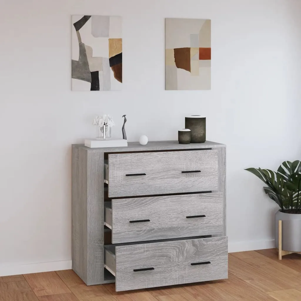 The Living Store Credenza Grigio Sonoma 80x33x70 cm Materiale legno