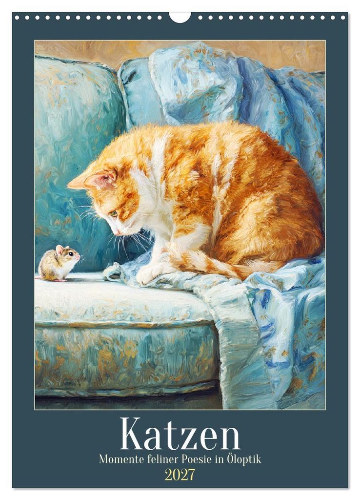 Katzen. Momente feliner Poesie in Öloptik (Wandkalender 2027 DIN A3 hoch), CALVENDO Monatskalender