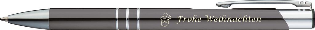 Kugelschreiber mit Gravur "Frohe Weinachten" / aus Metall / Farbe: anthrazit
