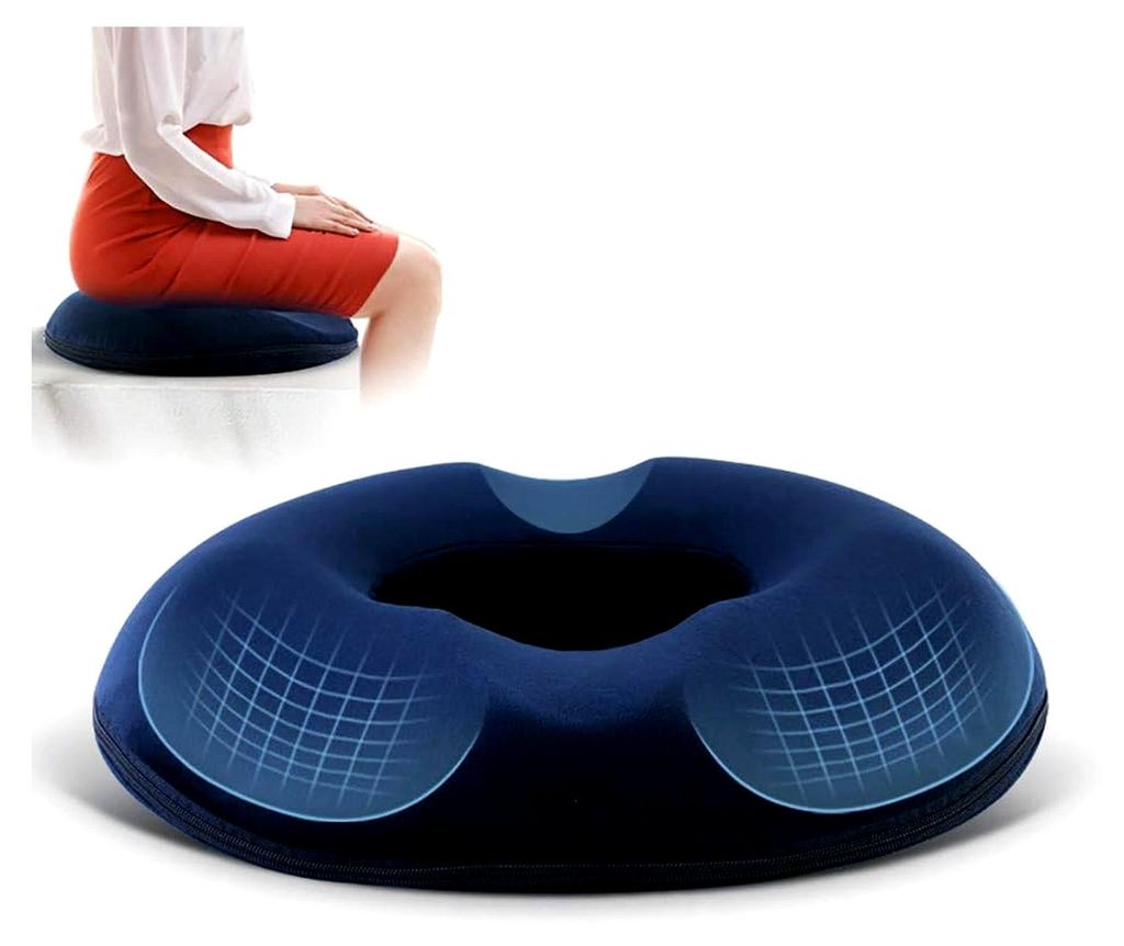Sitzkissen aus Memory-Schaumstoff, orthopädisches Foam-Stuhlkissen mit waschbarem Bezug, für Auto, Büro, Hämorrhoiden, Prostata, 44cm x 41cm (B...