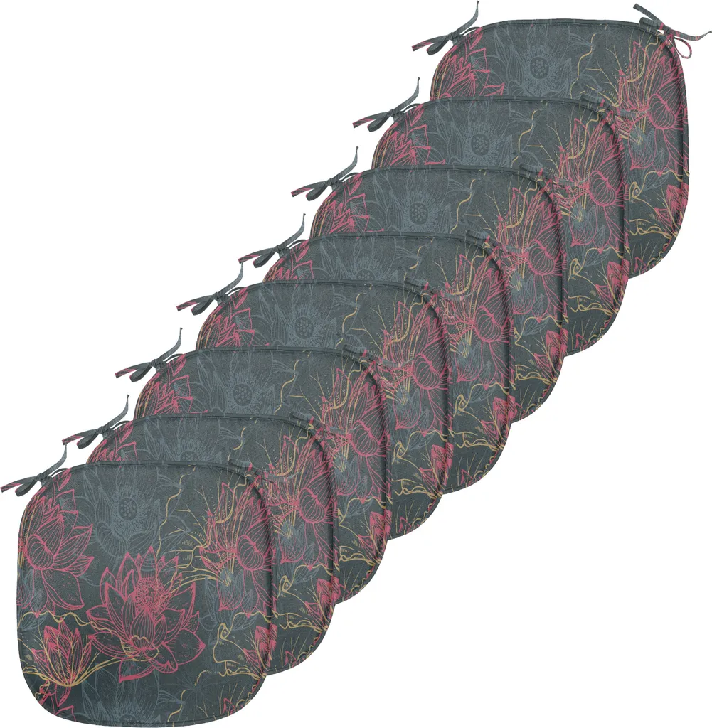 Lot de 8 Coussins de Chaise Lotus ABAKUHAUS 40x40 cm Corail et Bleu