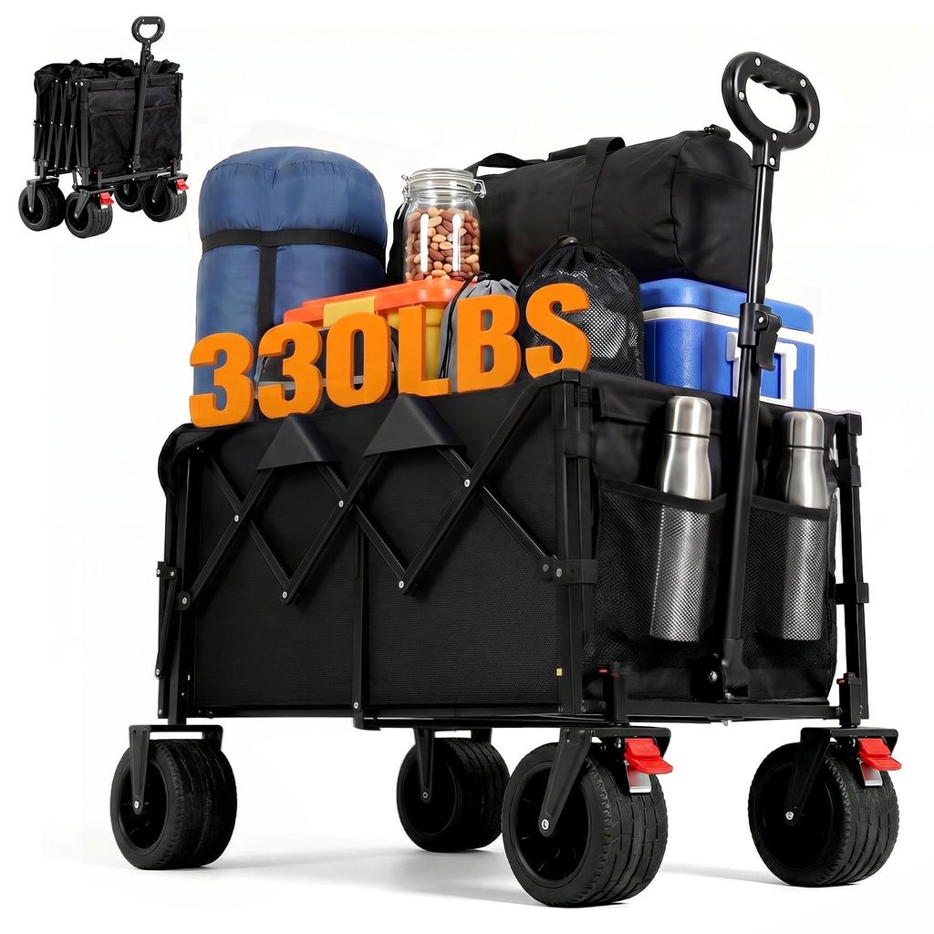 HAUSPROFI 200L Bollerwagen faltbar offroad schwarz, Produktbild 