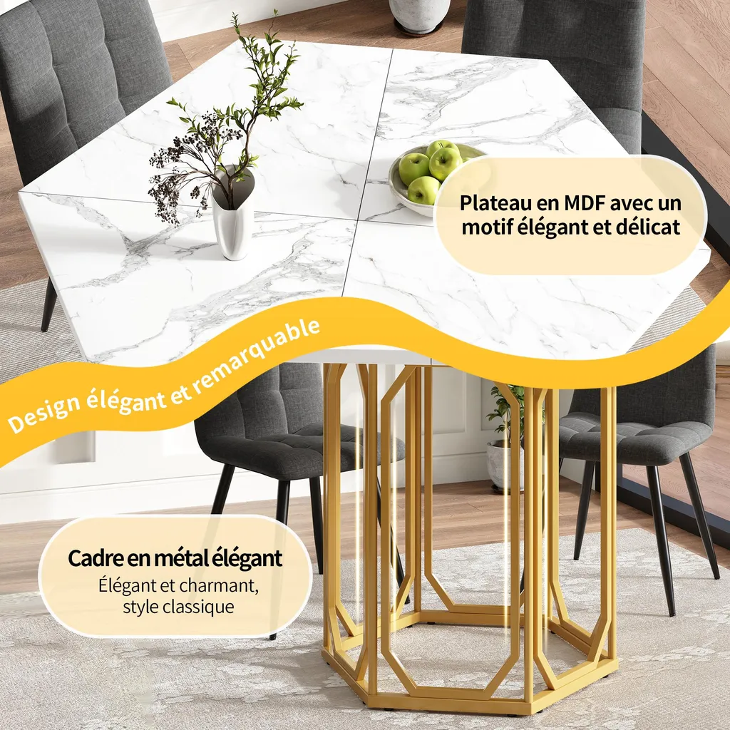 Petite Table à Manger Hexagonale Stable pour Optimiser les Espaces Déco