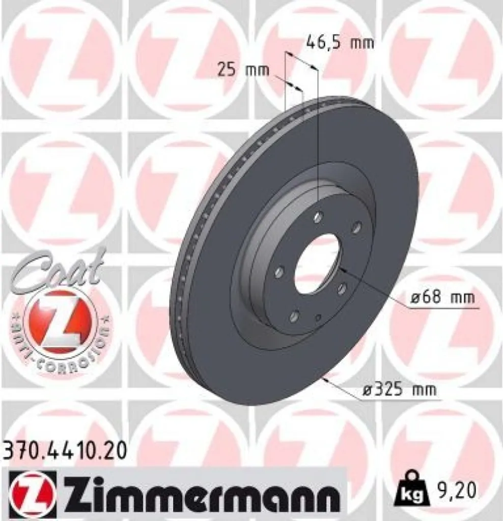 Disque de Frein Zimmermann Anti-Vibration et Anti-Corrosion Coat Z Avant